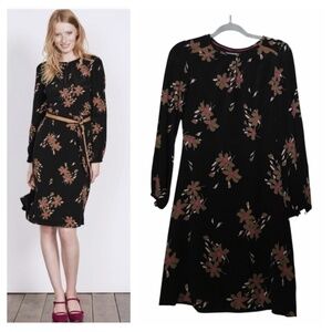 Boden Dress 4 Mara Midi Black Bramble *flaw mod floral print brown pink modest